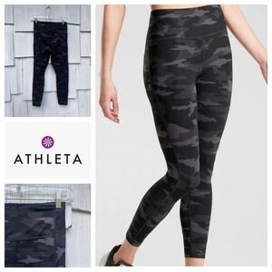 Athleta Ultimate Camo 7/8 Tight Leggings Black Grey Camouflage Athleisure Size S